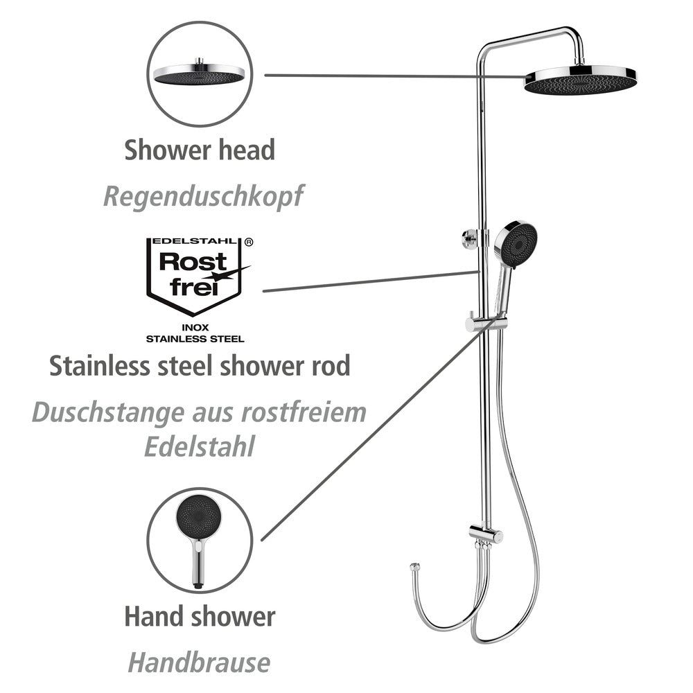 Dusjsystem Softwater krom rustfritt stål bakside