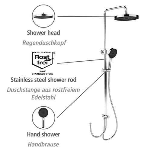 Dusjsystem Softwater krom rustfritt stål bakside