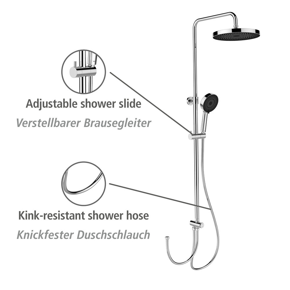 Dusjsystem Softwater krom rustfritt stål detalj