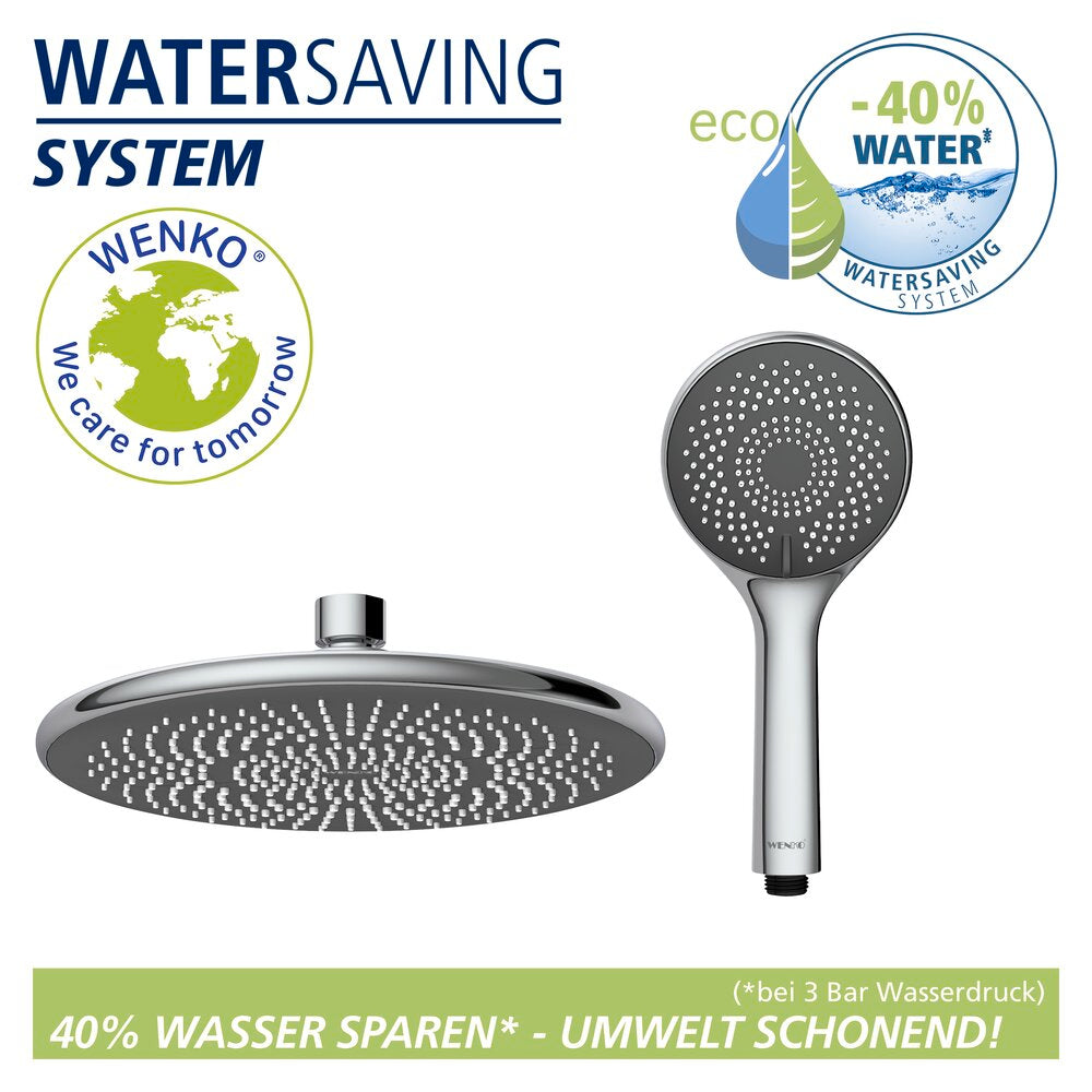 Dusjsystem Watersaving krom rustfritt stål vannbesparende nærbilde