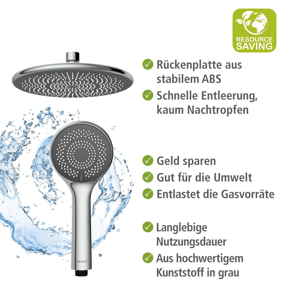 Dusjsystem Watersaving krom rustfritt stål vannbesparende oversikt