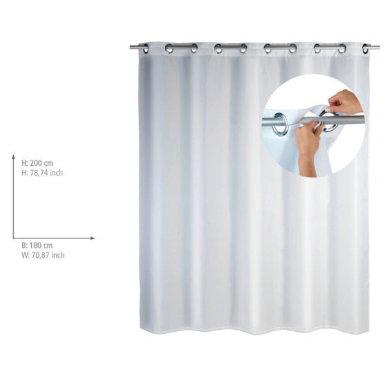 Oversikt av Dusjforheng Comfort Flex hvit 180×200 cm vaskbart i baderom