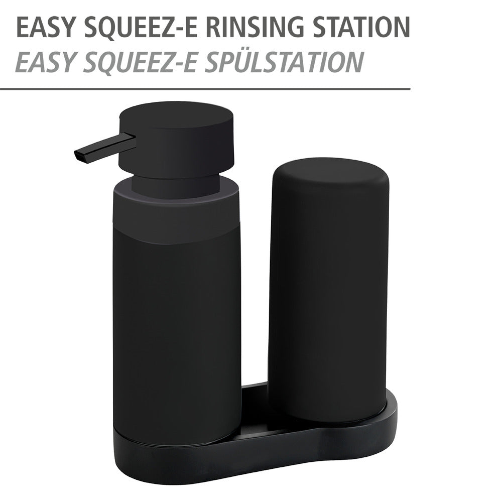 Easy Squeez-e oppvaskstasjon svart med såpedispenser bakside