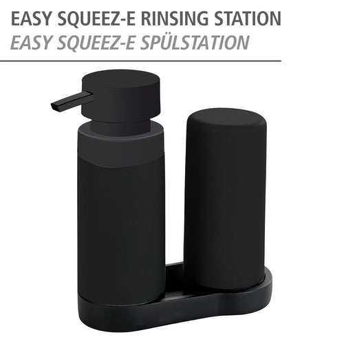 Easy Squeez-e oppvaskstasjon svart med såpedispenser bakside