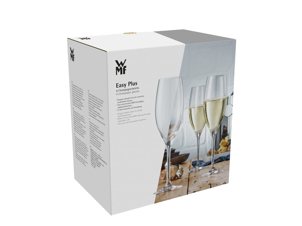 Nærbilde av EasyPlus champagneglass 6 stk krystallglass