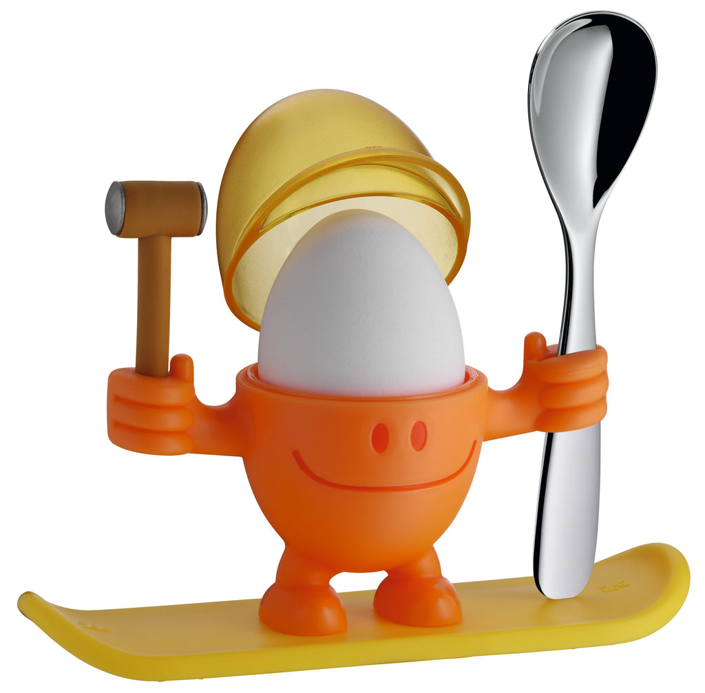 Eggeglass McEgg med skje oransje 11 cm plast bakside