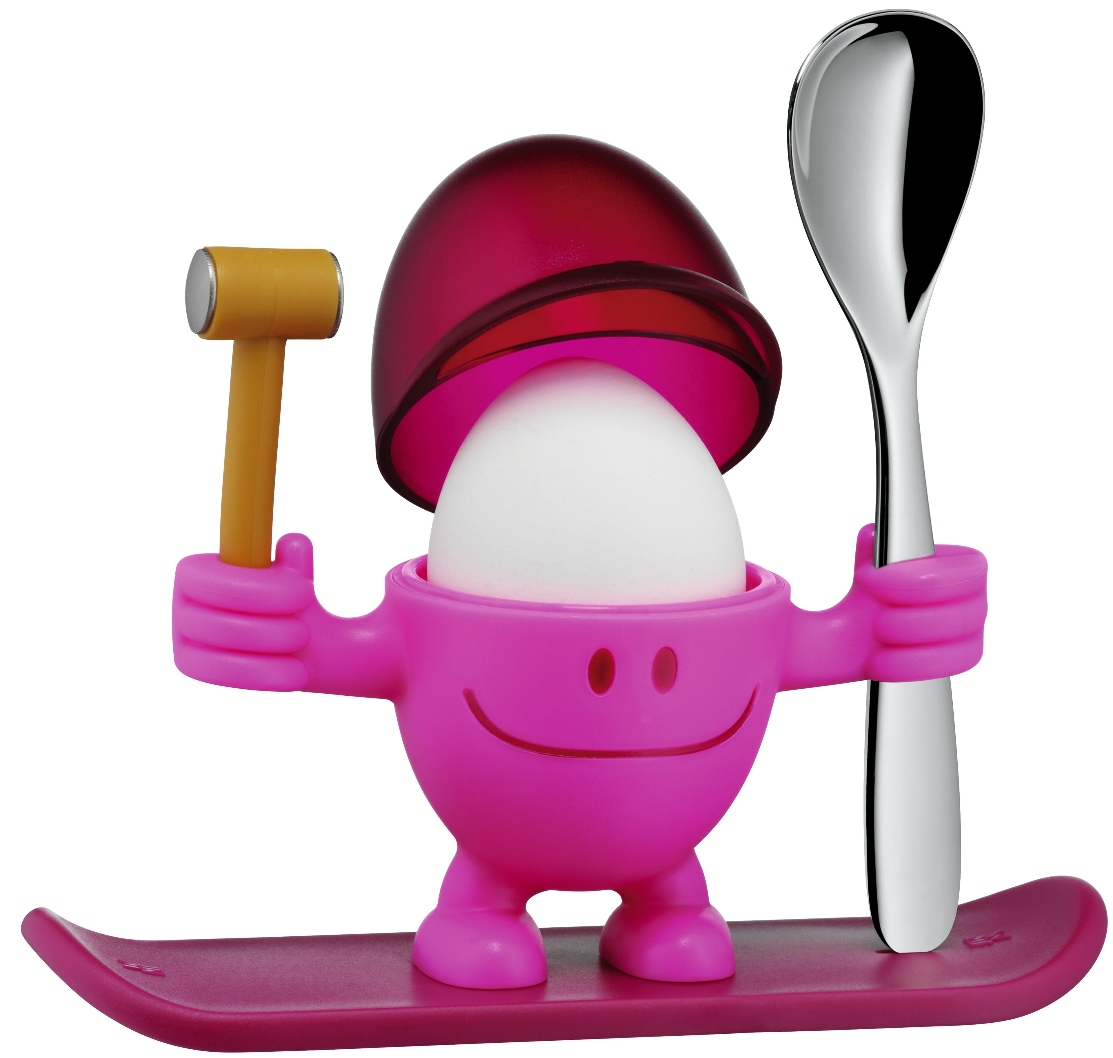 Eggeglass McEgg med skje rosa 11 cm plast bakside