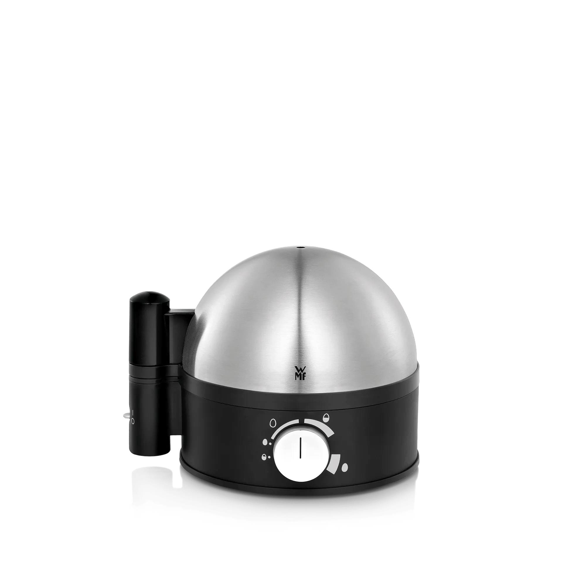 Eggkoker Stelio for 7 egg rustfritt stål med eggprikker forfra