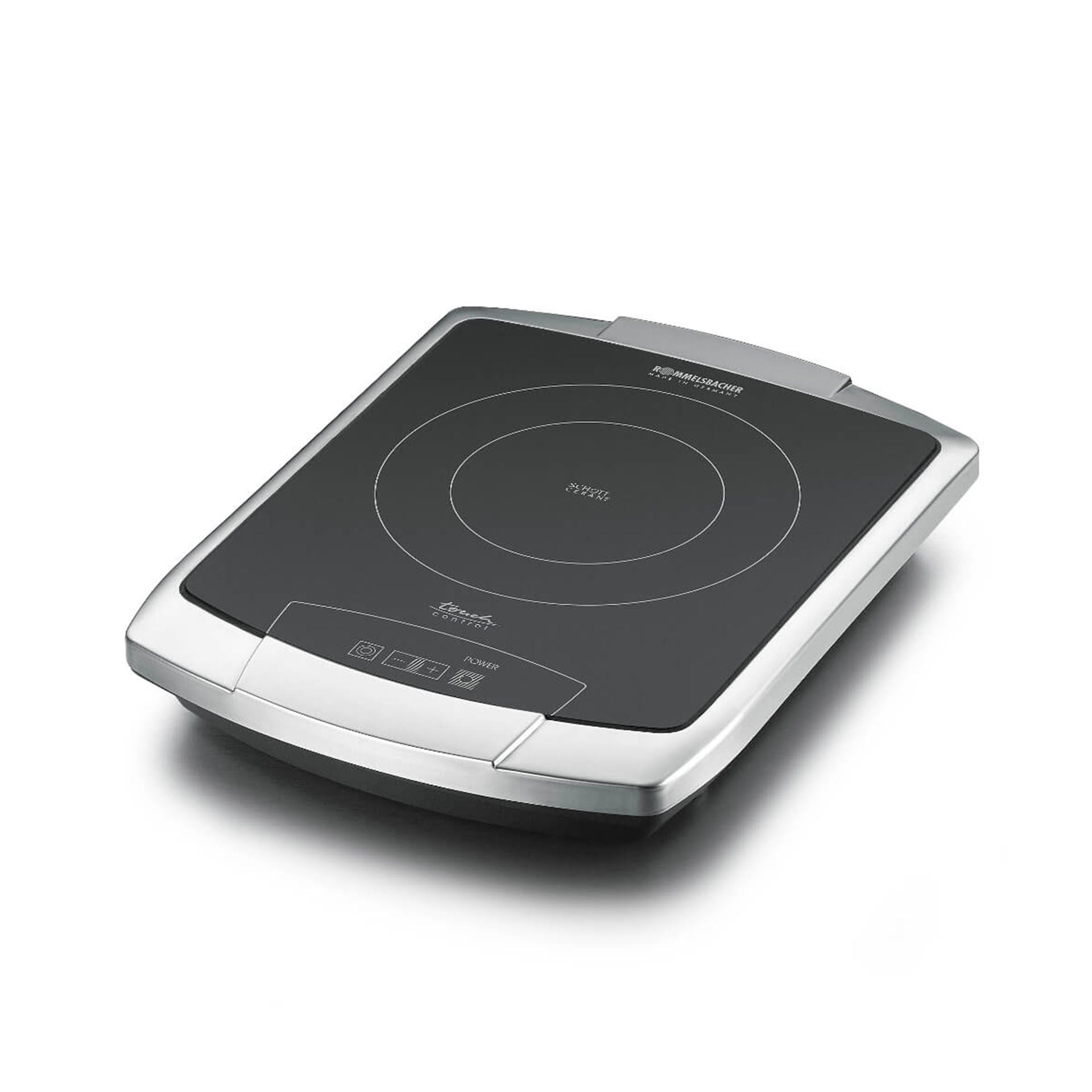 Enkel kokeplate CERAN® med touchkontroll rustfritt stål forside