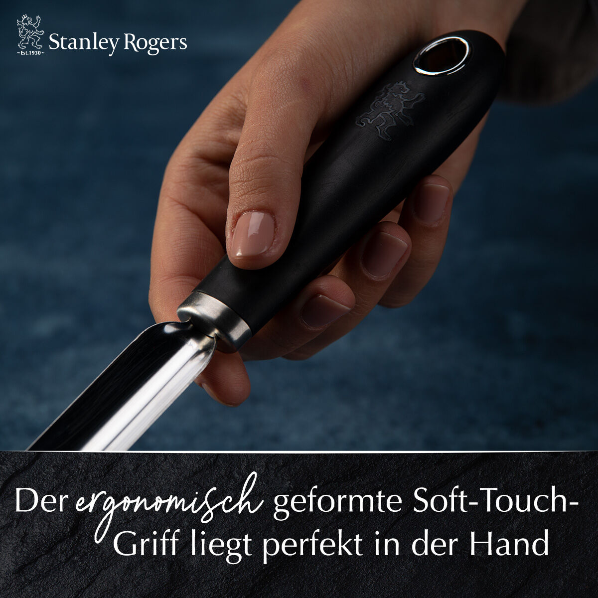 Epleutkjerner rustfritt stål 21 cm soft-touch detalj av skaft