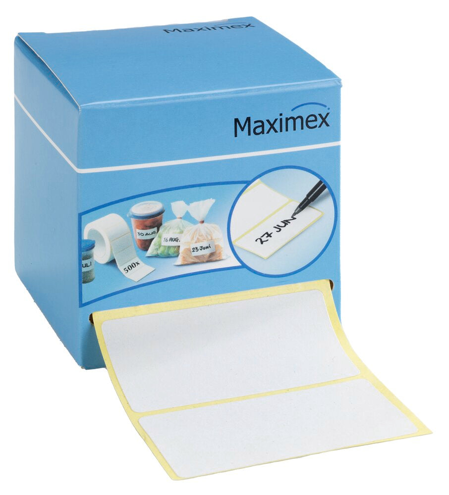 Etikettdispenser med etiketter hvit 7x7x7 cm papir - Wenko bakside