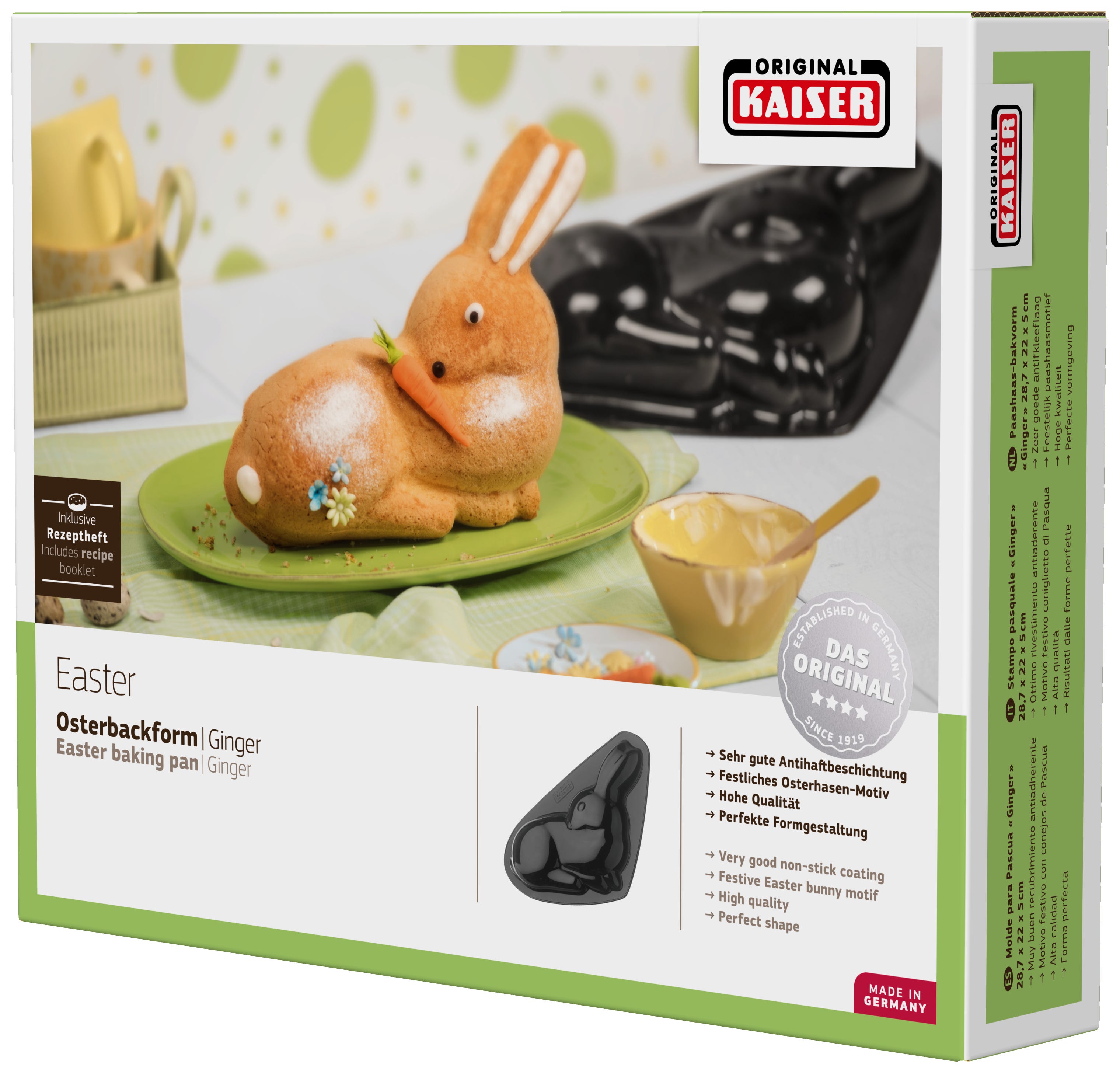 Nærbilde av brett med Figurform hare Ginger non-stick aluminisert stål - Kaiser