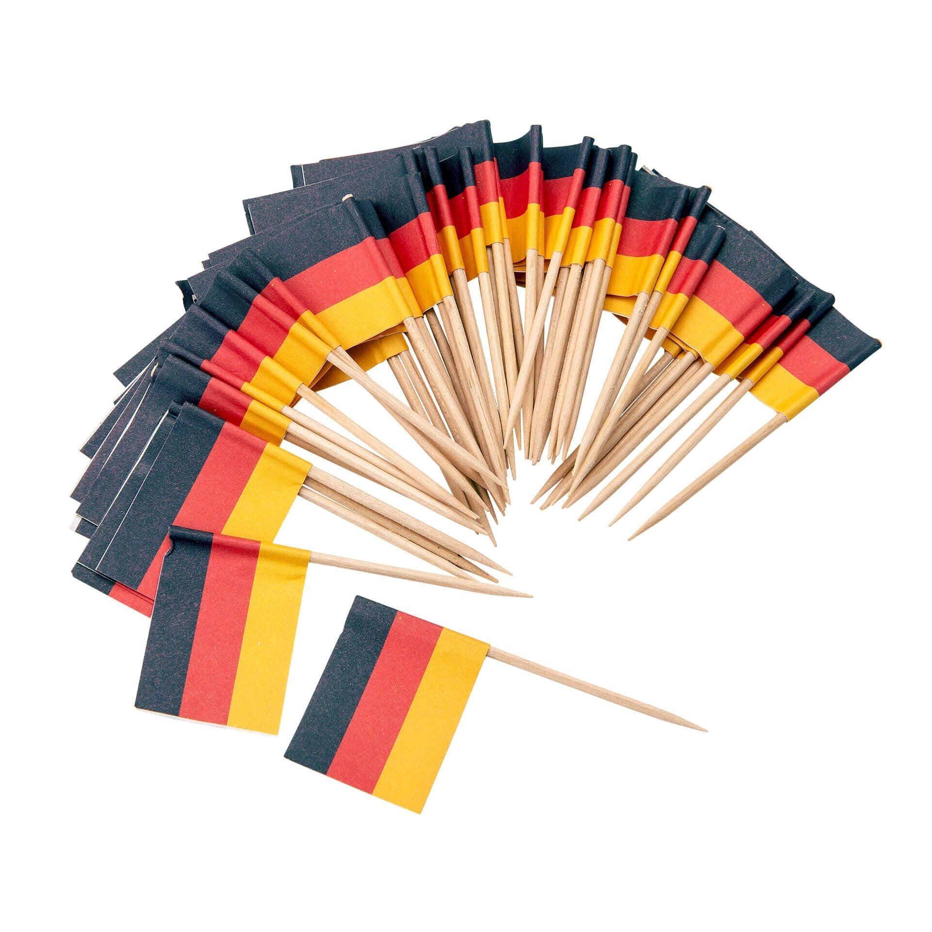 Flaggpicks Tyskland bambus 50 stk forfra