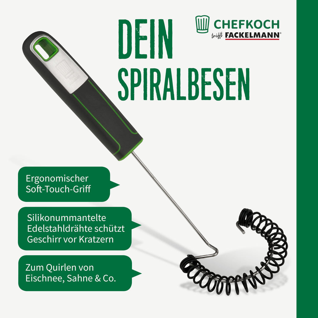 Flat visp 26 cm rustfritt stål og silikon - Chefkoch trifft Fackelmann grep