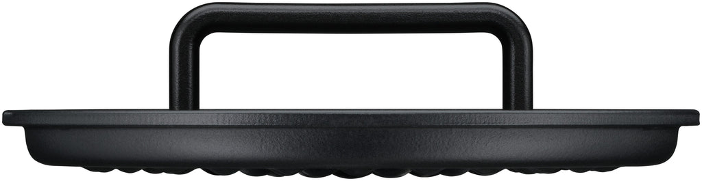 Flavour stekegryte støpejern 22 cm svart 4,3 L med lokk håndtak detalj