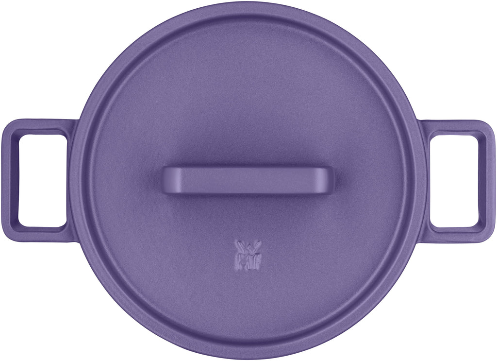 Flavour stekegryte støpejern 24 cm fiolett 5,2 L med lokk bakside