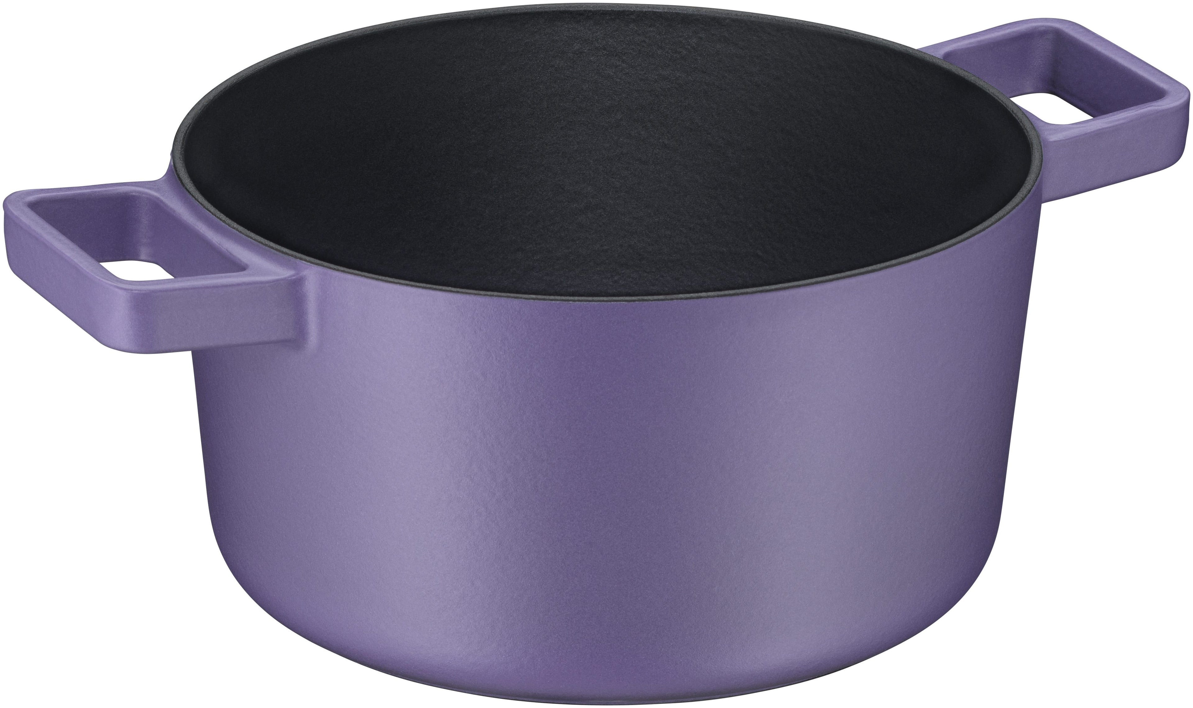 Flavour stekegryte støpejern 24 cm fiolett 5,2 L med lokk håndtak nærbilde