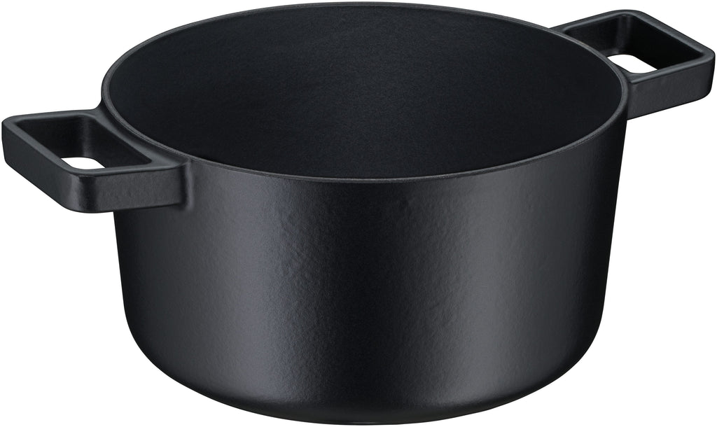 Flavour stekegryte støpejern 24 cm svart 5,2 L med lokk detalj av håndtak