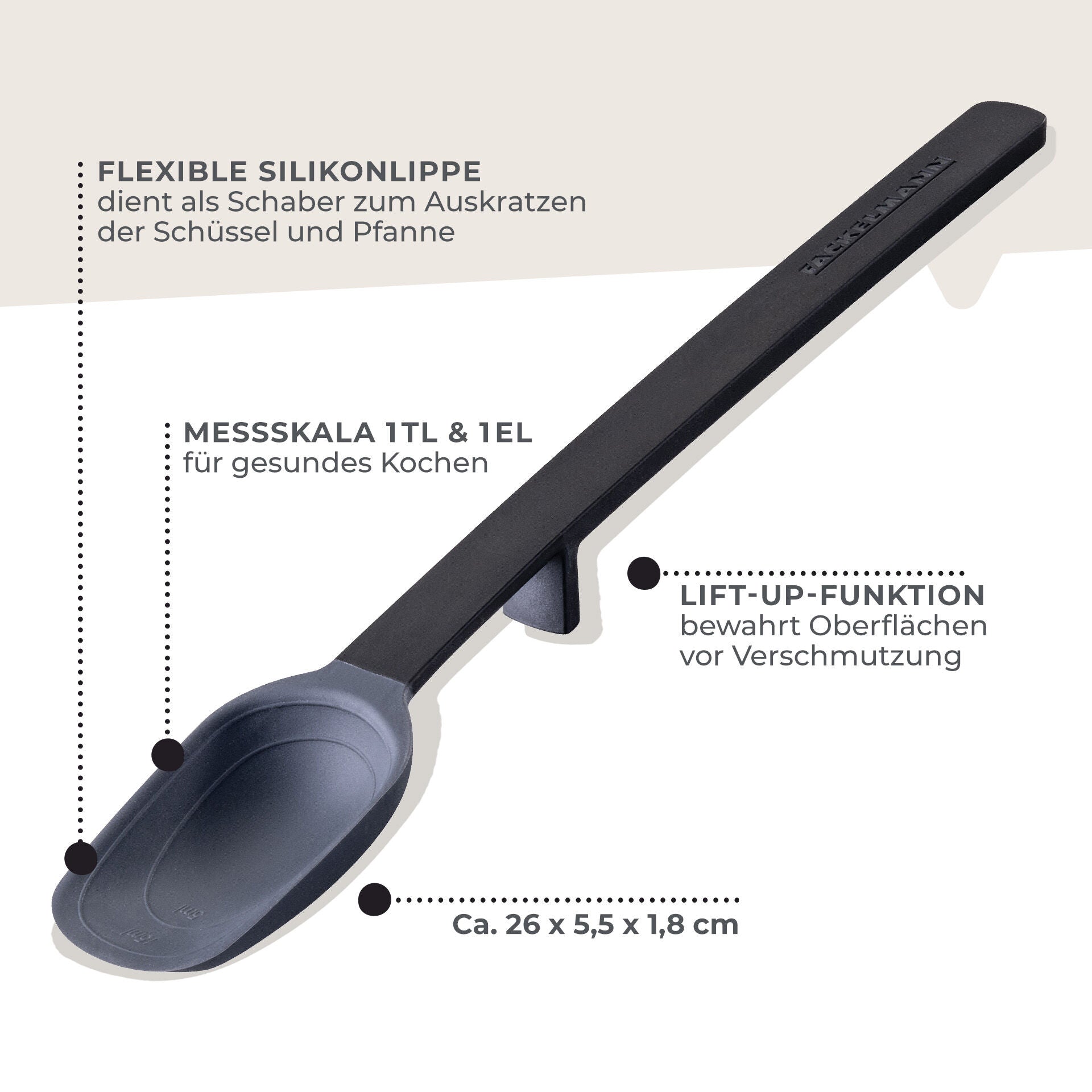 Montert Fleksibel sleiv med måleskala 26 cm silikon Statement - Fackelmann på kjøkken