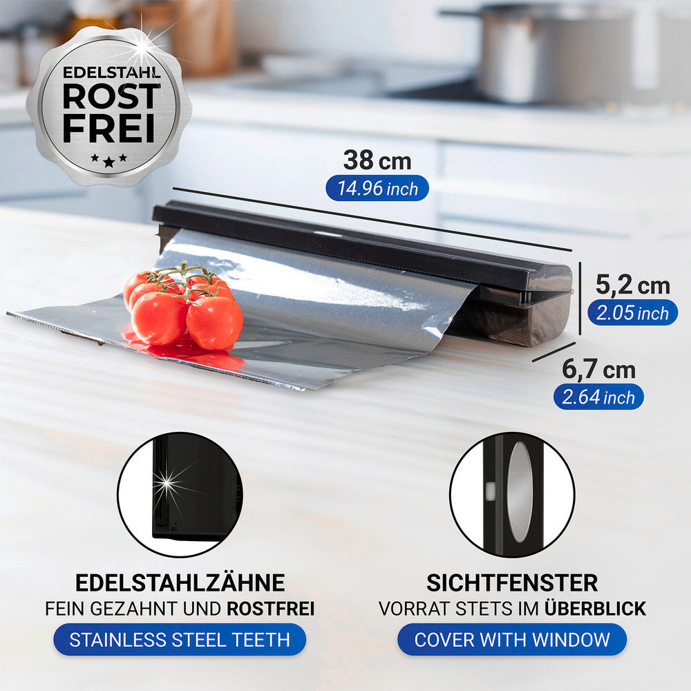 Montert Foliedispenser Perfect Cutter svart med folieskjærer
