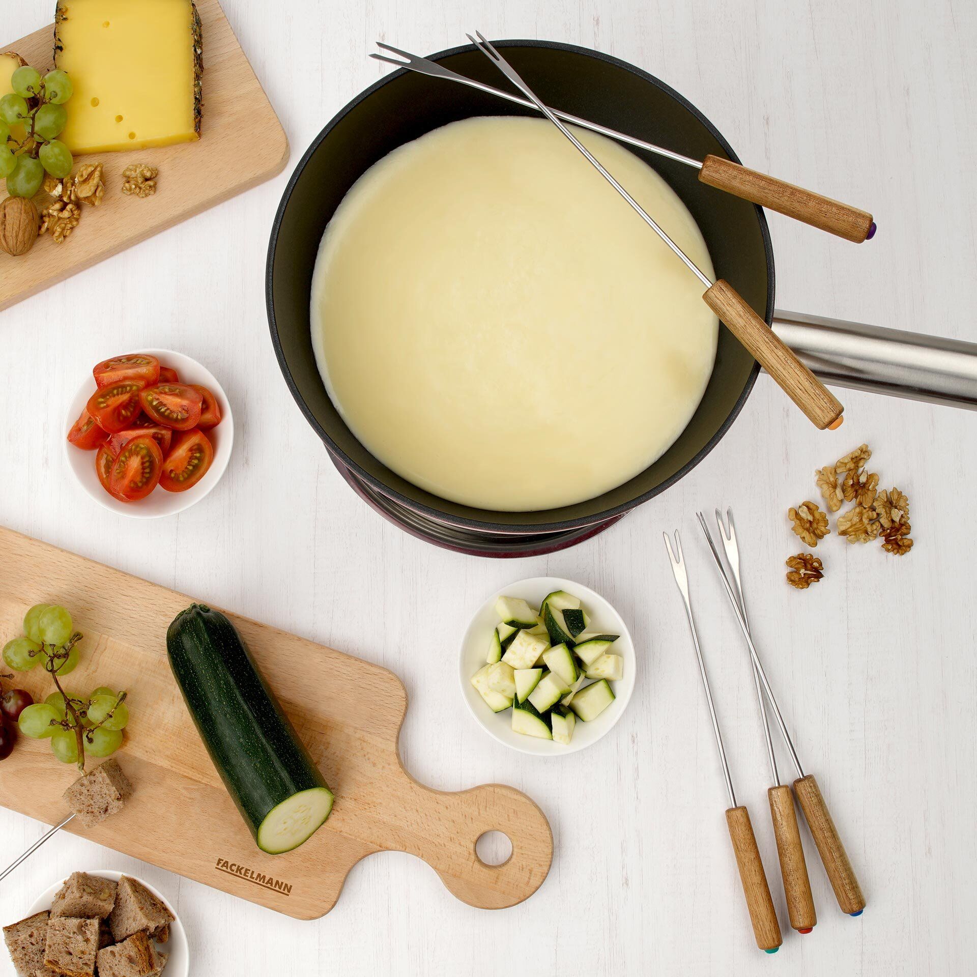 Fonduegafler Eco 24 cm rustfritt stål 6-delt sett nærbilde av håndtak