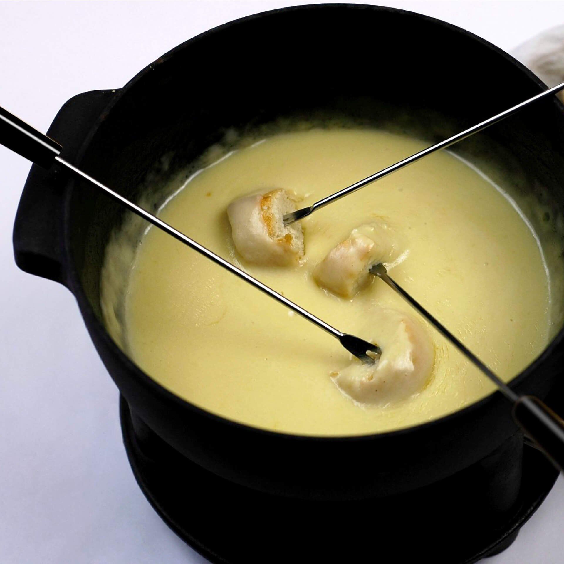 Fonduegafler rustfritt stål 27 cm 6-delt sett detalj av fargekodede ender