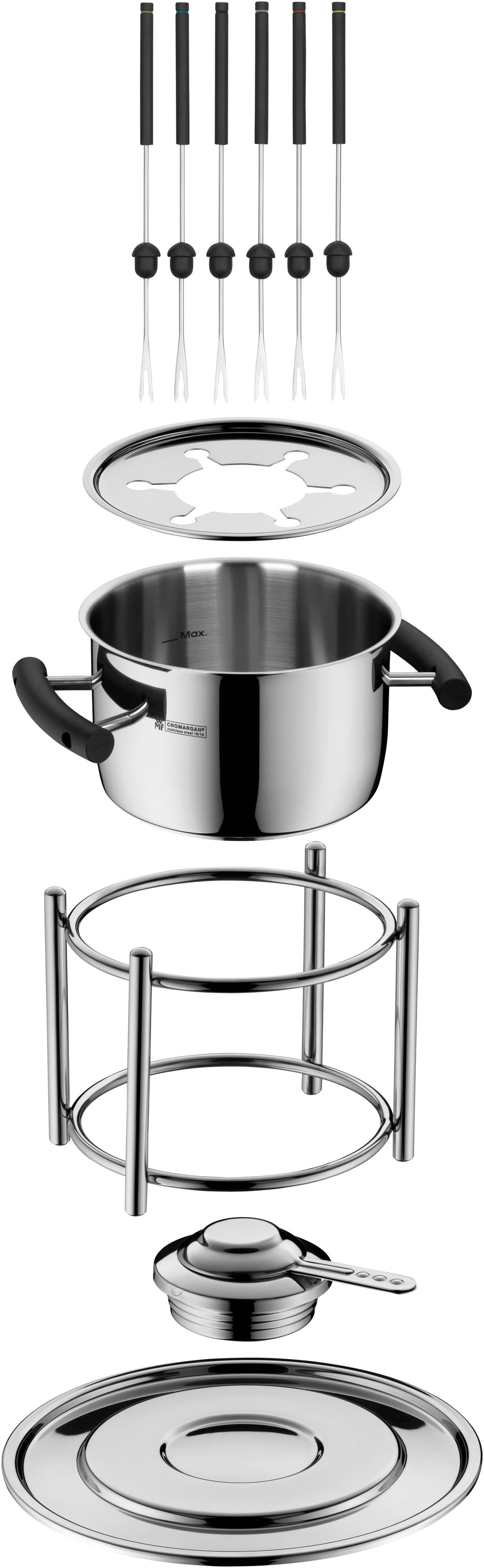Fargemarkerte fonduegafler i fonduesett 11-delt rustfritt stål for 6 personer - WMF
