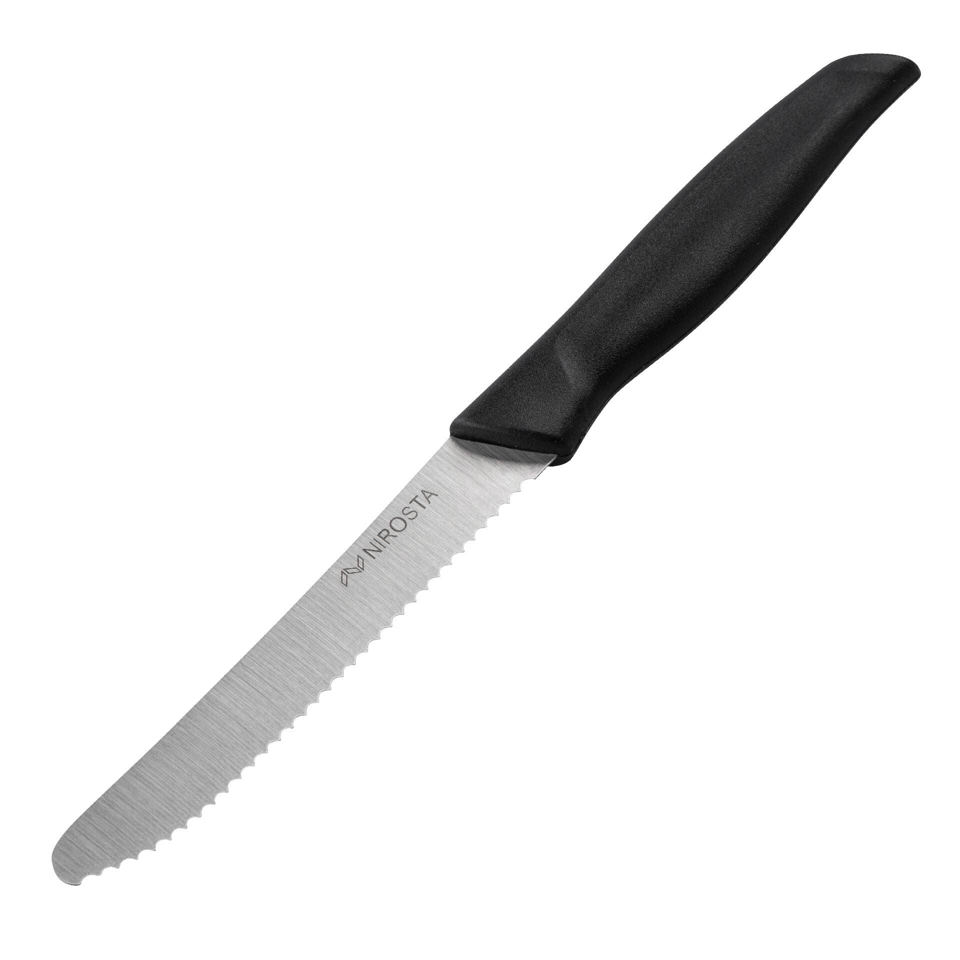 Frokostkniv 20 cm svart bølgeslipt rustfritt stål - Nirosta forfra