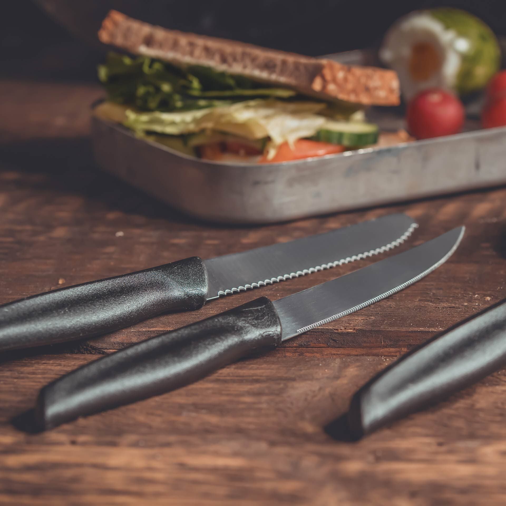 Frokostkniv 21 cm svart rustfritt stål - Nirosta bakside