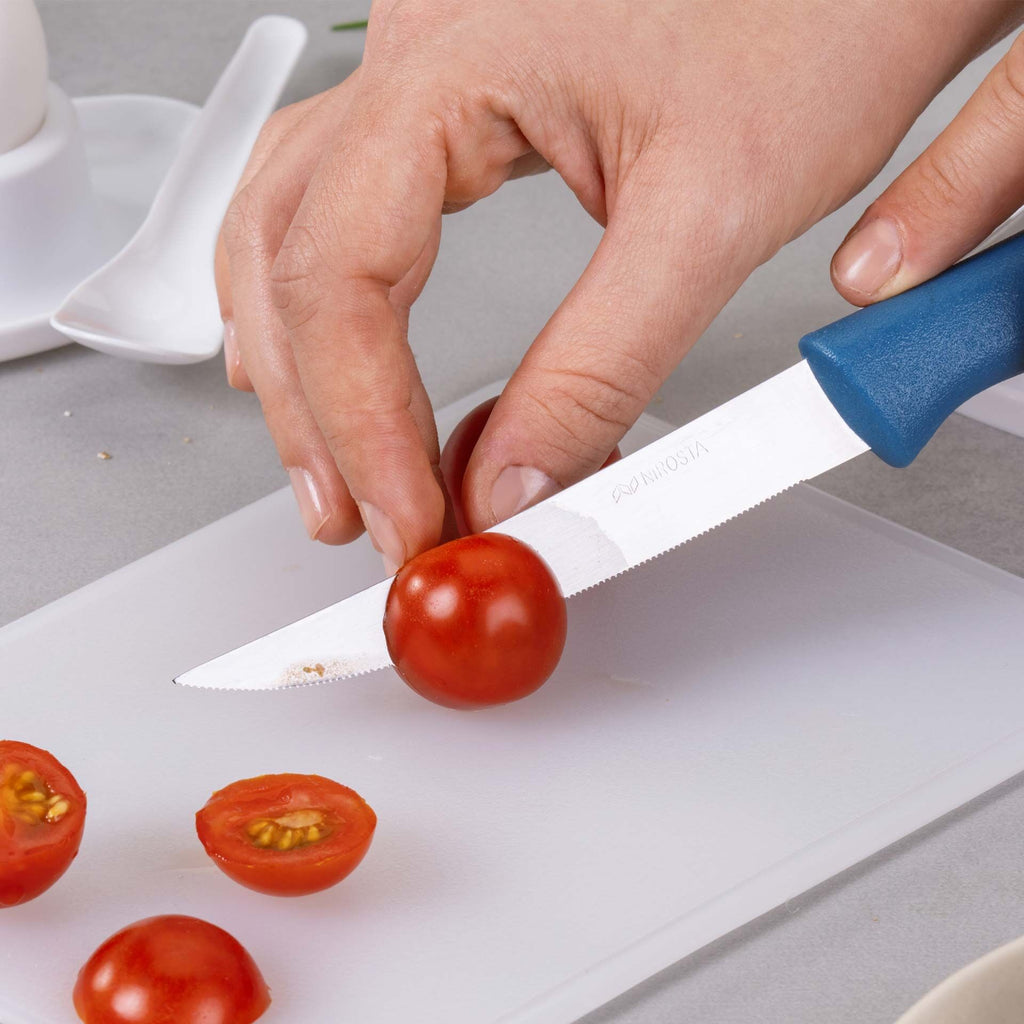 Frokostkniv Essential 21,5 cm blå rustfritt stål nærbilde blad