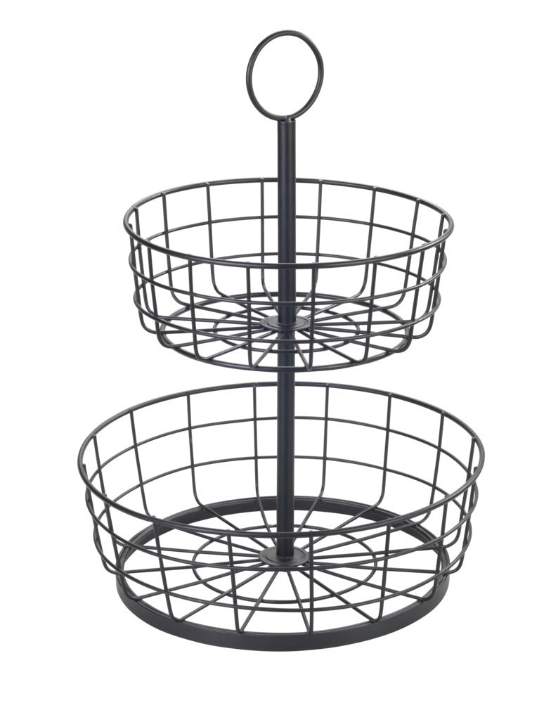 Fruktfat etagere 2 etasjer metall svart Wenko forfra
