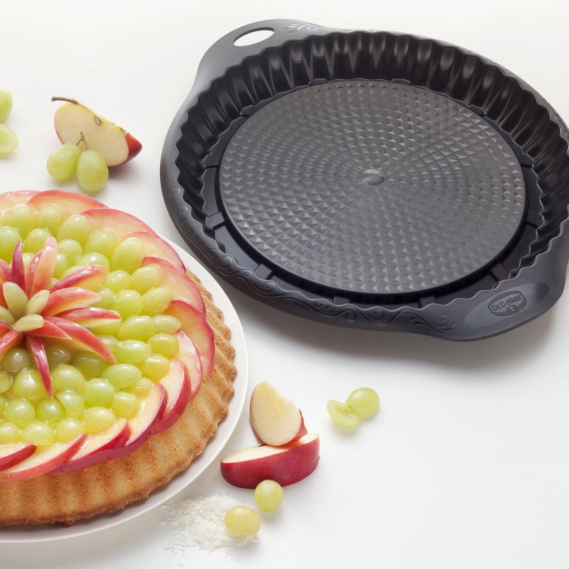Fruktkakeform varmebestandig plast Ø28 cm - Dr. Oetker bakside