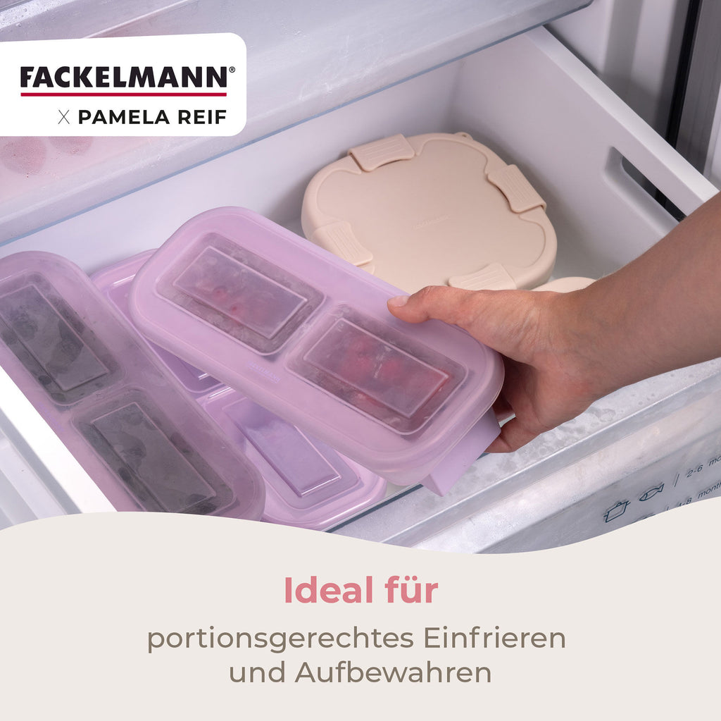 Fryseboks silikon 2x250 ml lavendel sett fra siden