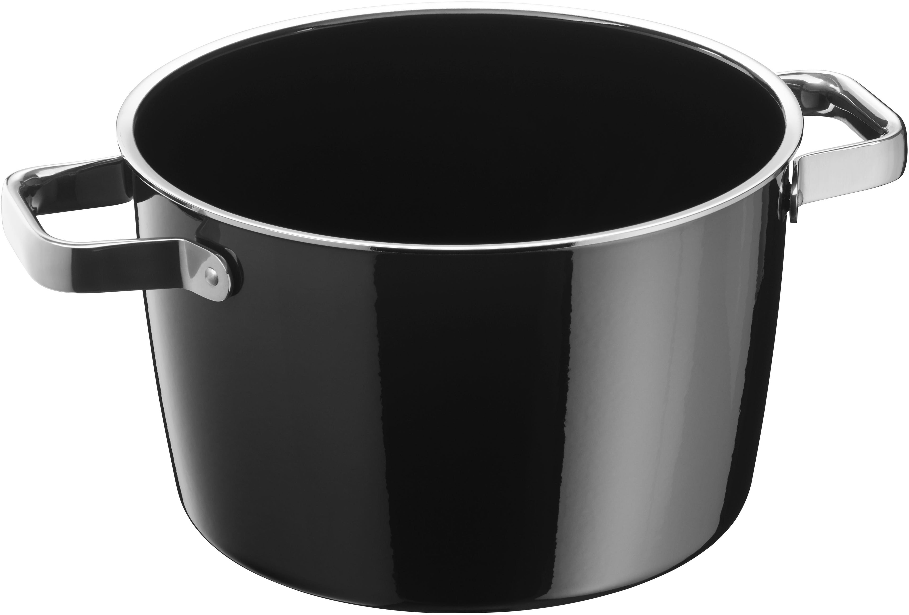Fusiontec Aromatic kjele 22 cm svart med lokk montert på kokeplate