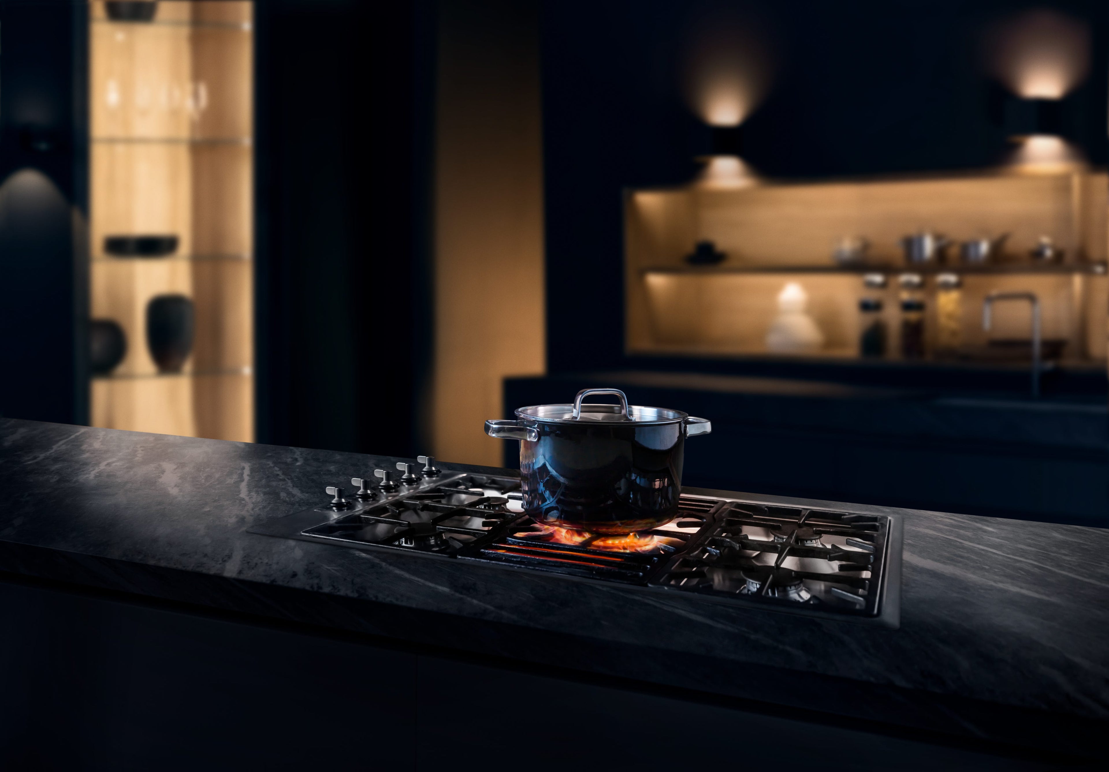 Fusiontec Aromatic kjele 24 cm svart med lokk demontert deler
