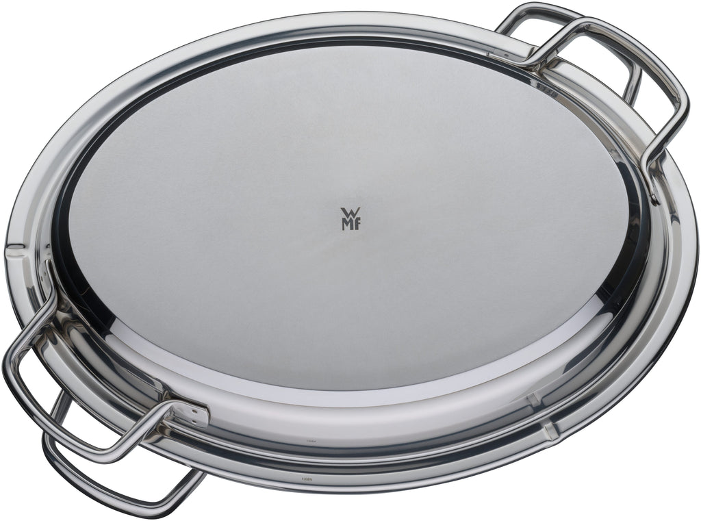 Baksiden av Fusiontec Mineral langpanne med stållokk 38 cm platinum