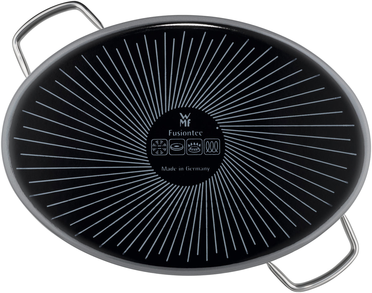 Fusiontec Mineral langpanne oval 36 cm med glasslokk bakside