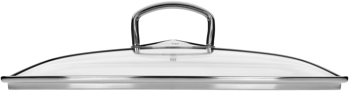 Fusiontec Mineral langpanne oval 36 cm med glasslokk montert på kokeplate