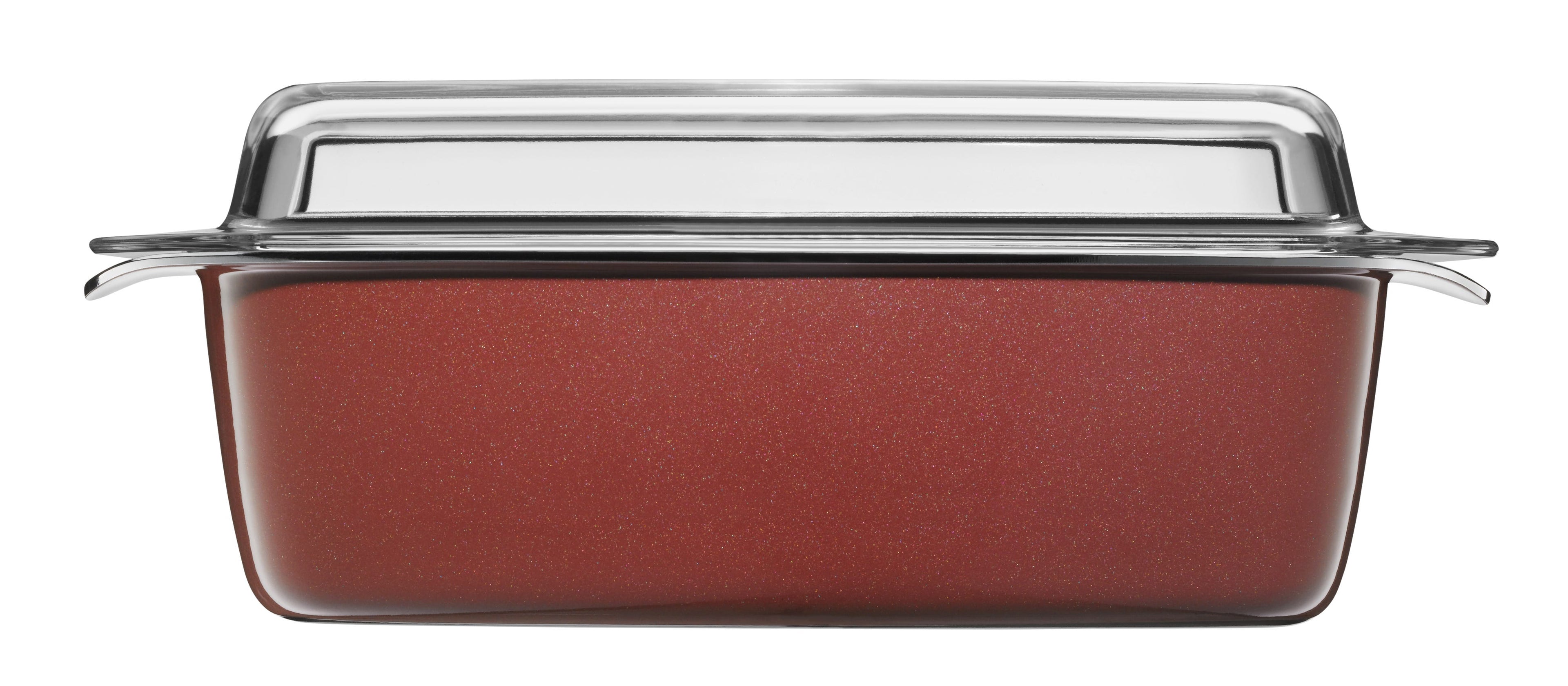 Fusiontec Mineral langpanne rektangulær 32×21 cm med glasslokk 5,3 L rose quartz detalj av glasslokk