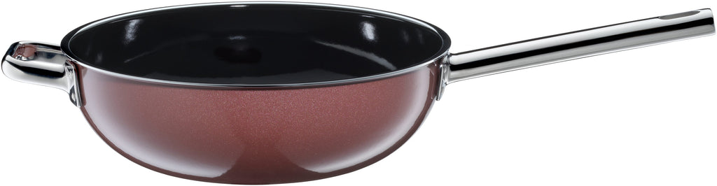 Montert Fusiontec Mineral wok med glasslokk 28 cm rose quartz på kokeplate