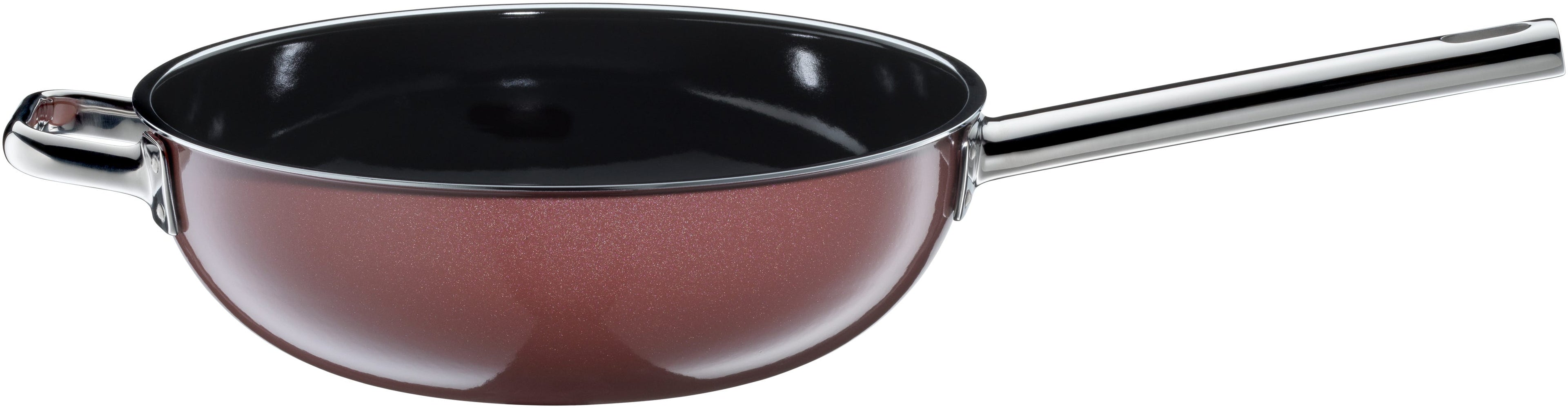 Montert Fusiontec Mineral wok med glasslokk 28 cm rose quartz på kokeplate