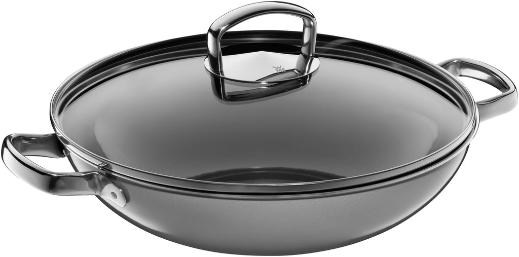 Fusiontec Mineral wokpanne 32 cm med glasslokk Platinum forfra
