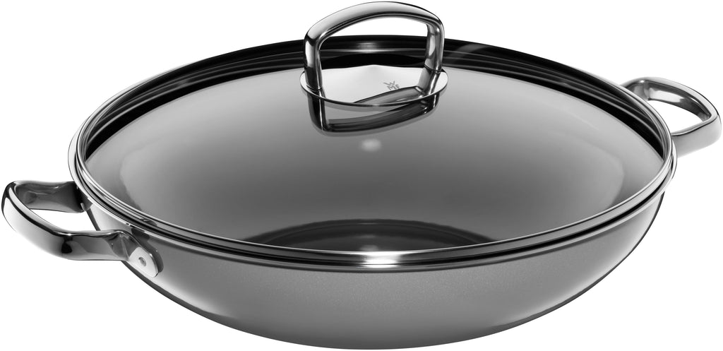 Fusiontec Mineral wokpanne 36 cm med glasslokk Platinum forfra