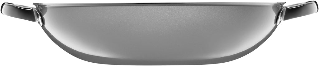 Nærbilde av lokk på Fusiontec Mineral wokpanne 36 cm med glasslokk Platinum