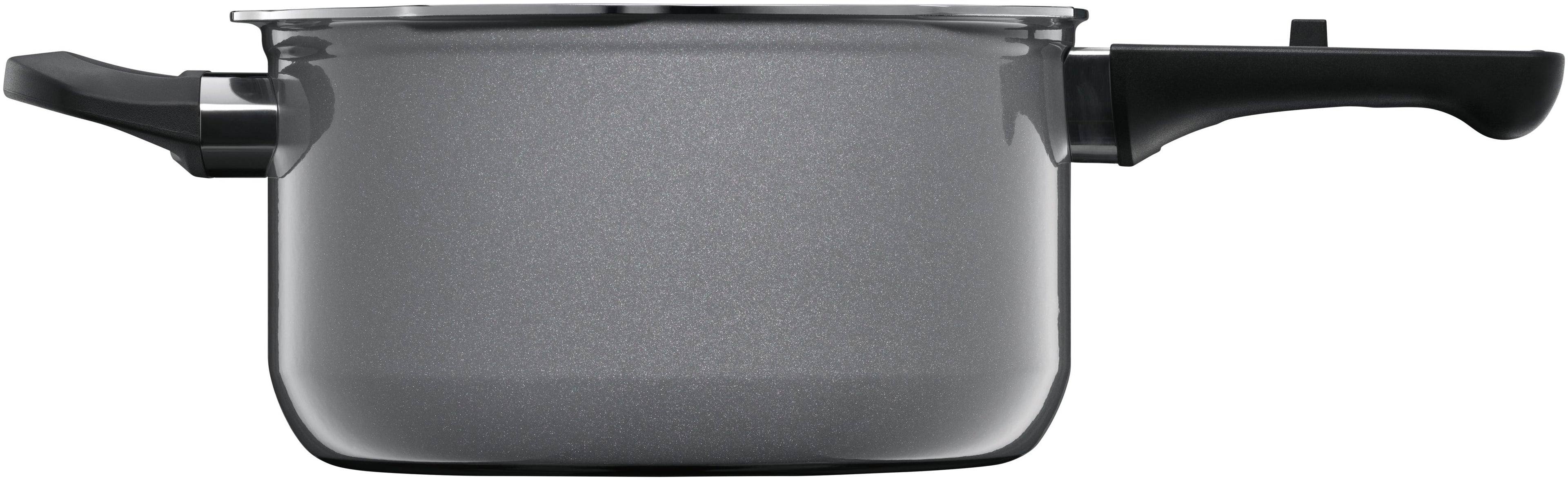 Nærbilde av håndtak på Fusiontec Perfect trykkkoker 22 cm 4,5 L platinum