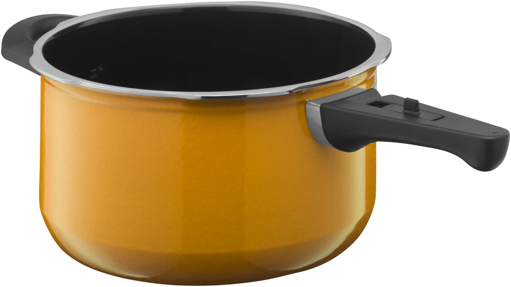 Nærbilde av trykkventil på Fusiontec Perfect trykkkoker 22 cm 4,5 L yellow