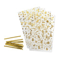 Gaveposer Xmas plast med klips 11,5×19 cm 32-delt - Zenker med gyllent julemønster, sett forfra