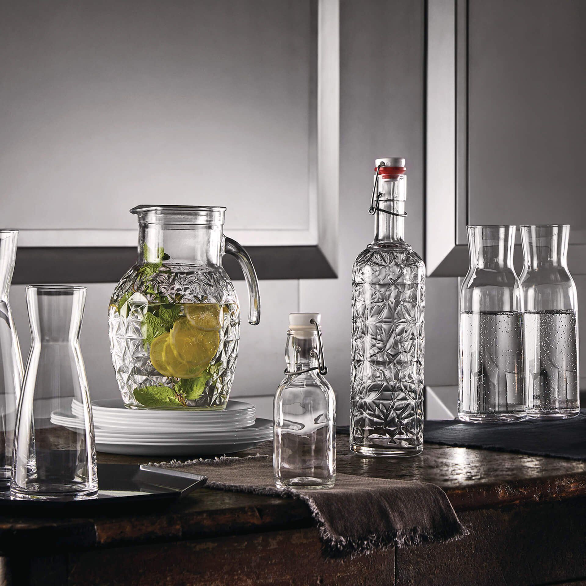 Glassflaske med patentkork Oriente 1 L fra Bormioli Rocco bakside