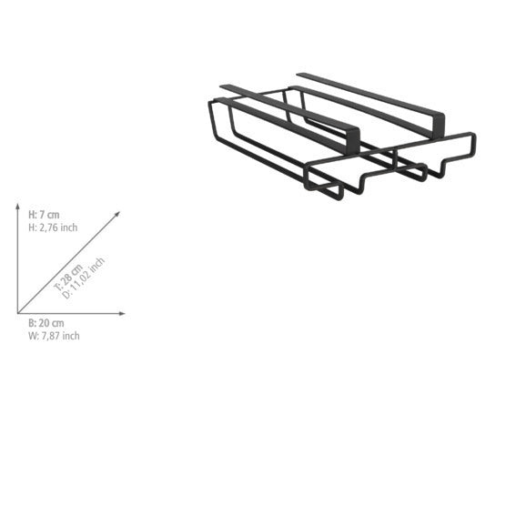 Glassholder for skap svart metall for 6 glass med fokus på design