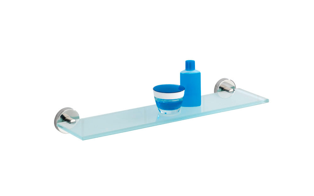 Glasshylle Bosio veggmontert rustfritt stål blank detalj
